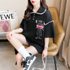 美人度アップ   ワッフル ロング Tシャツ ゆったり半袖 ＜F-2930＞