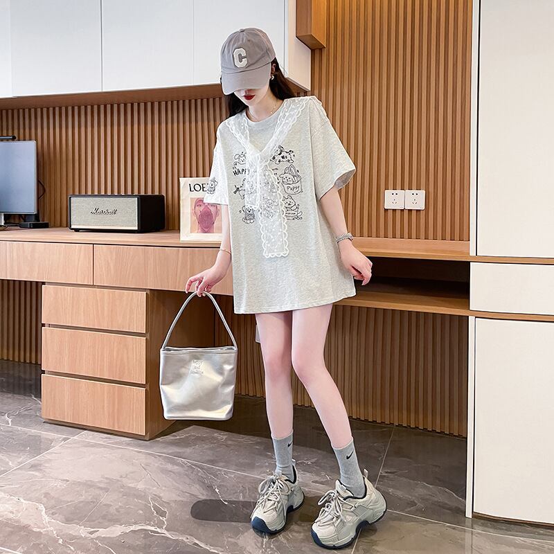 早い者勝ち 絶対流行 売れ筋 早い者勝ち カジュアル 2色選択 Tシャツ<F-11347>