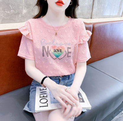 新商品 大人可愛い 話題沸騰中 ホットダイヤモンド 全3色 半袖TシャツF-8868