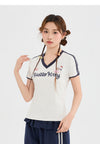 人気高い Vネック 配色 プリント 半袖 Tシャツ F-13546
