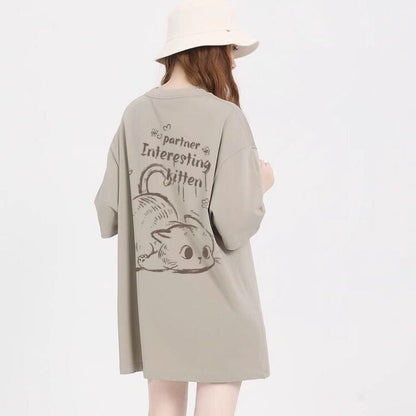 おすすめ 感満々 柔らかくて優しい印象 タイルアップ プリント 4色選択 半袖Tシャツ＜F-9317＞