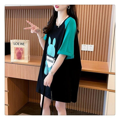 コットンパーソナライズジッパー大ポケットスリット半袖Tシャツ<F-2884>