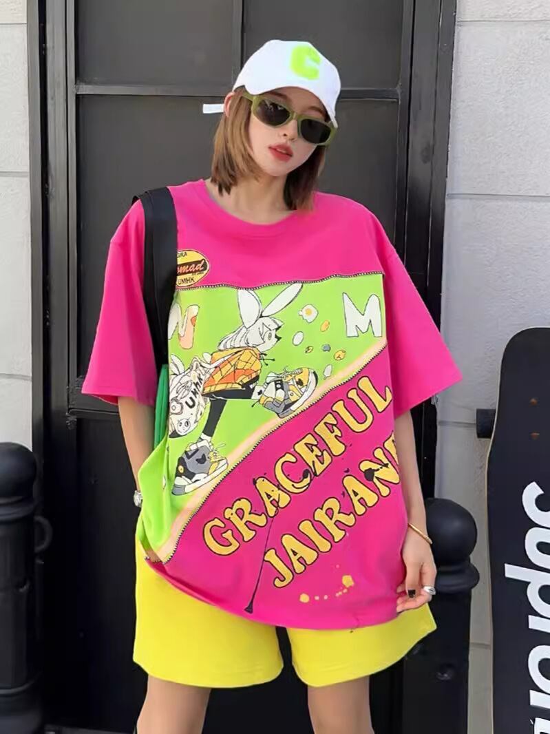 着回し力抜群 ファッション 個性派 レース プリント全3色 半袖TシャツF-8981
