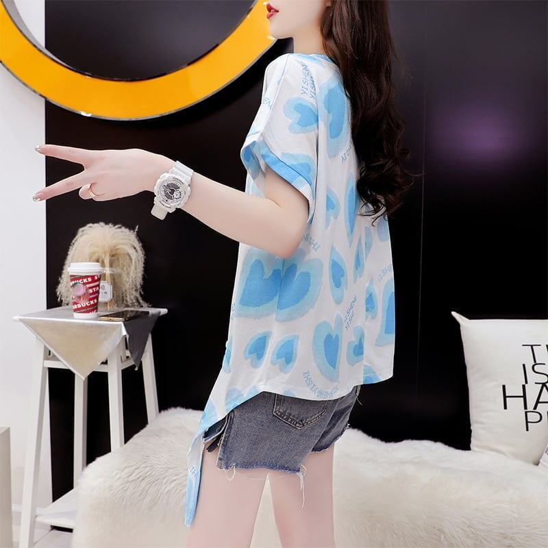ゆったり感アップ 3色選択可 オシャレ度満点 プリント Tシャツ カットソー＜F-3100＞