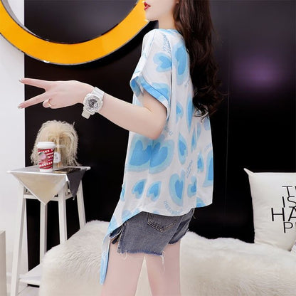 ゆったり感アップ 3色選択可 オシャレ度満点 プリント Tシャツ カットソー＜F-3100＞