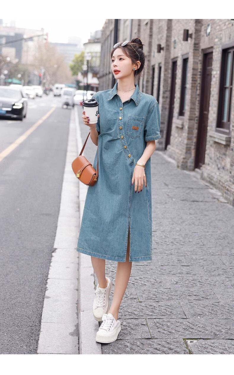売り切れ必至 上質 好感度UP カジュアル デニム ワンピースF-8917