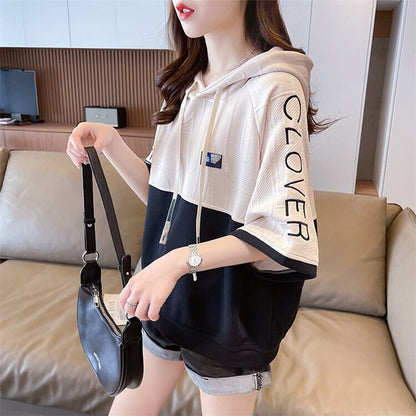 高級感 帽子付き 半袖 Tシャツ スウェット ＜F-8640＞