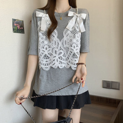 ファッション感満々 ロング丈 ゆったり 2色半袖Tシャツ＜F-10995＞