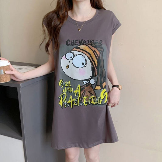 真夏も快適 着心地良い ファッション感満々 プリント全4色 ノースリーブ Tシャツ カットソー＜F-9161＞