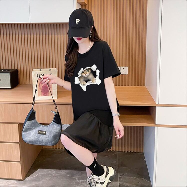 絶対欲しい ネコ カジュアル デザイン ゆったり 半袖 Tシャツ＜F-8658＞