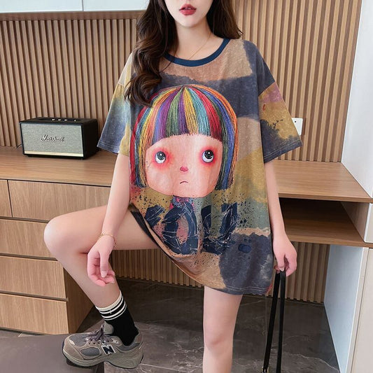 売り切れ必至 絞り染め ファッション プリント 半袖 Tシャツ＜F-8412＞