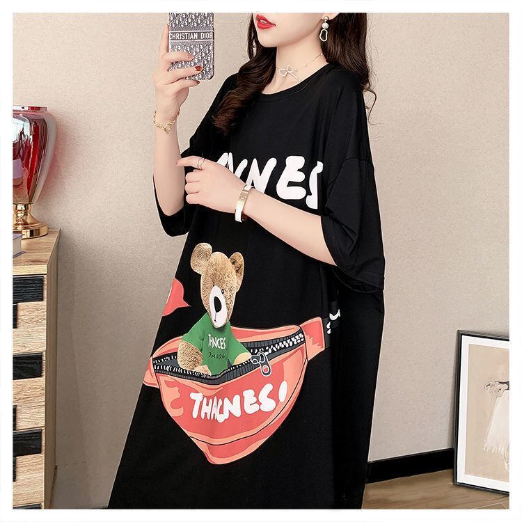 スタイリッシュ プリント カジュアル Tシャツ カットソー ワンピース＜F-8285＞