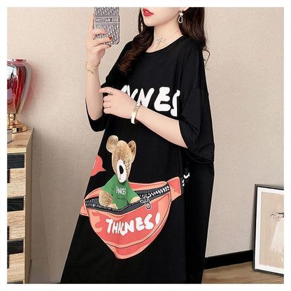 スタイリッシュ プリント カジュアル Tシャツ カットソー ワンピース＜F-8285＞