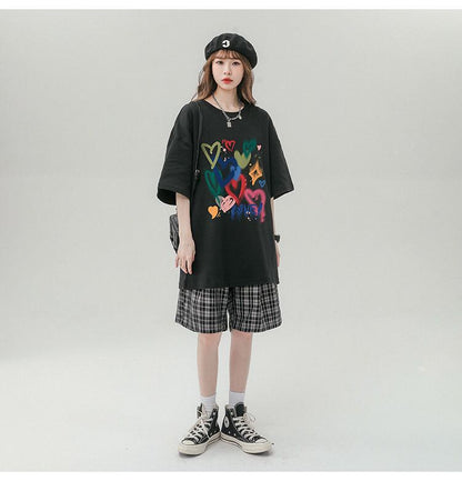 売り切れ必至 プリント ファッション 4色選択 半袖Tシャツ＜F-8594＞
