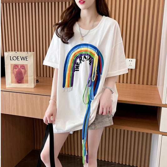 着回し力抜群 個性派 高見えデザイン 着心地良い 2色選択 半袖 Tシャツ <F-9277>