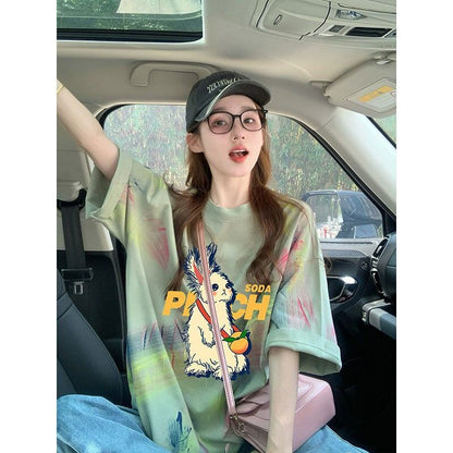 絶対流行 特別デザイン アバンギャルド プリント 半袖Tシャツ＜F-8598＞