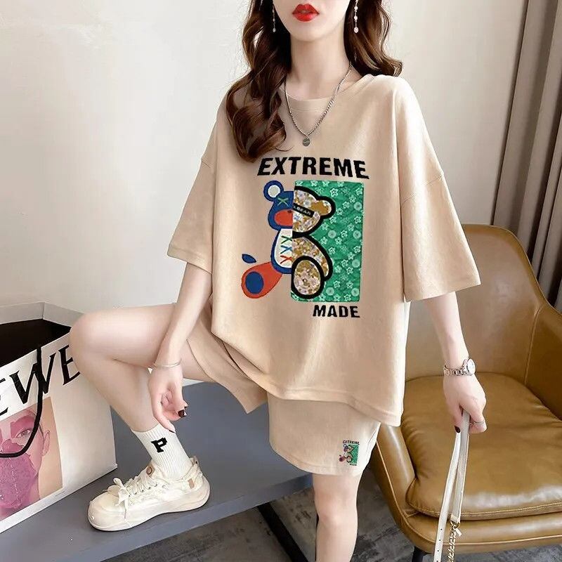 真夏も快適 全4色 軽くて涼しくて可愛い！カジュアル 半袖 Tシャツ ショートパンツ セットアップ ＜F-9204＞
