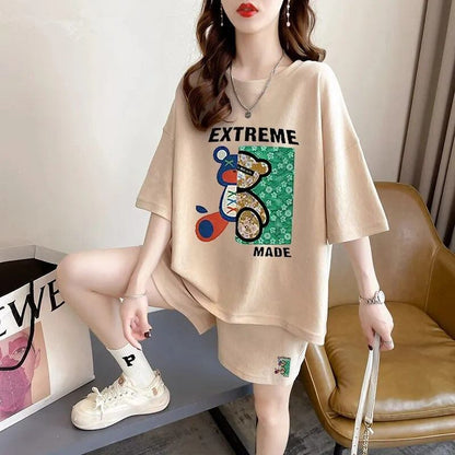 真夏も快適 全4色 軽くて涼しくて可愛い！カジュアル 半袖 Tシャツ ショートパンツ セットアップ ＜F-9204＞