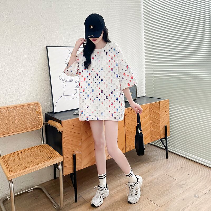 着回し力抜群 カジュアル 個性派 ゆったりトップス 半袖Tシャツ 全2色＜F-8263＞