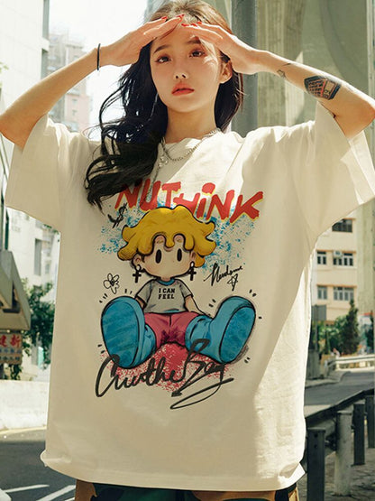 話題沸騰中 目を奪われる 流行新作 カジュアル ゆったり 全2色 半袖Tシャツ＜F-9295＞