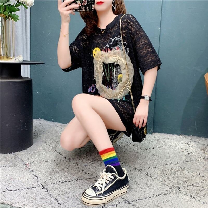 デザイン感   チャーミング Tシャツ カットソー＜F-3199＞