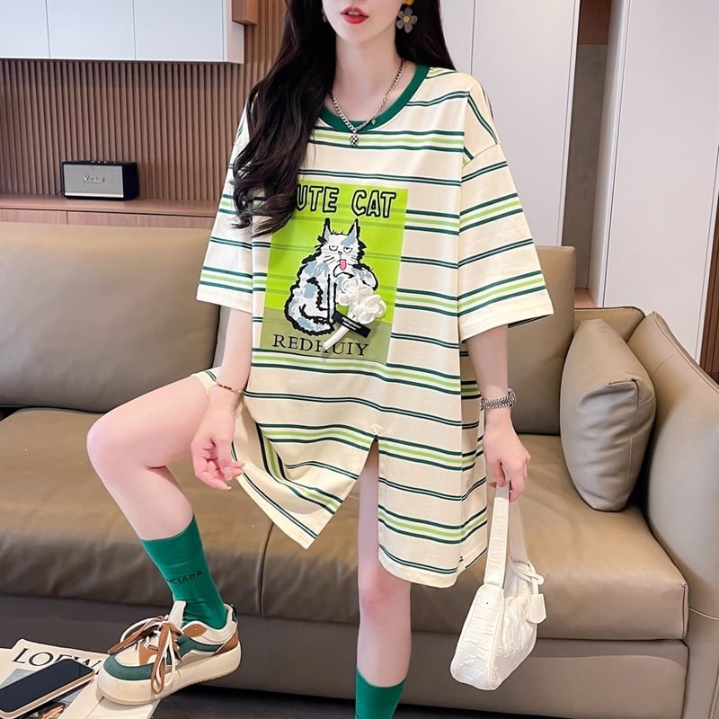 【半額！期間限定！！】大好評 シンプル ファッション 3色選択可 ストライプ柄 半袖Tシャツ カットソー＜F-8464＞