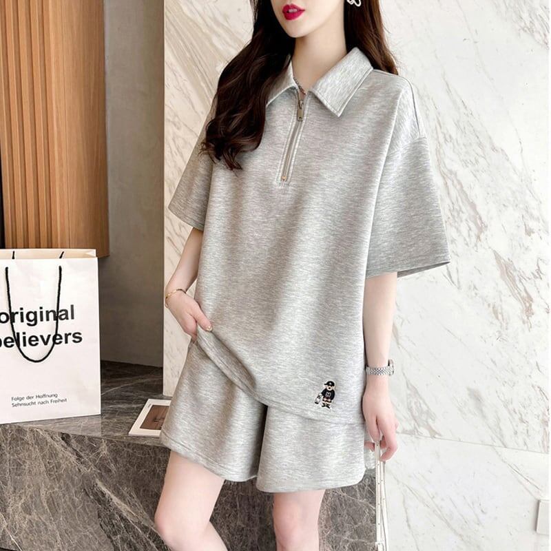ファッション 切り替え ゆったり感アップ Tシャツ＋ショートパンツ セットアップ＜F-3616＞