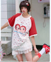甘系 双子 ラグランスリーブ ゆったり 甘カジュアル Tシャツ F-13500