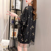 イントレンディなメッシュフェイクツーピースバタフライTシャツルーズトップ<F-2858>
