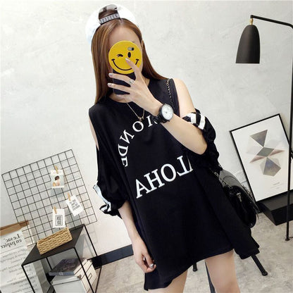 絶対欲しい ゆったり デザイン性抜群 ダブルプリント 2色半袖Tシャツ＜F-9087＞