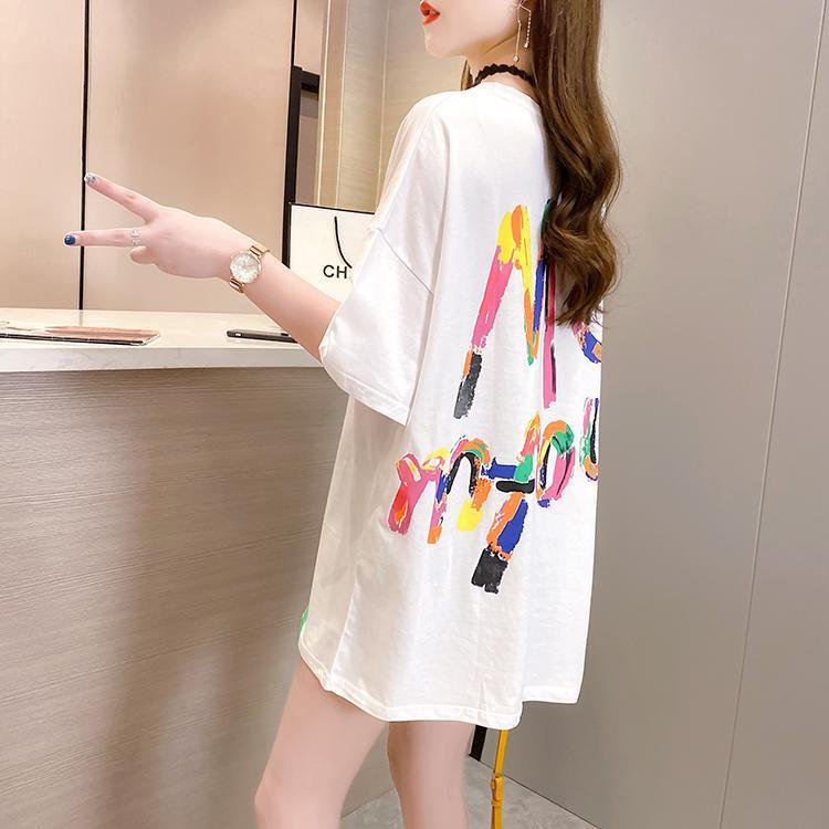 絶対流行 プリント ファッション ゆったり 全4色 半袖 Tシャツ＜F-11523＞