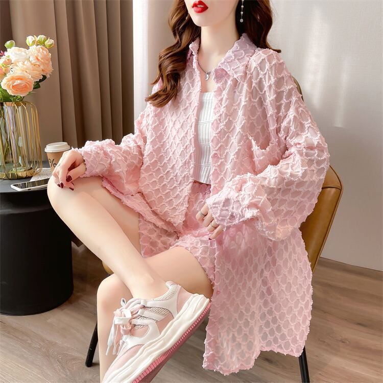 韓国風ファッション 着心地良い スタイルアップ 全3色 シャツ＋ショートパンツ セットアップ＜F-9085＞