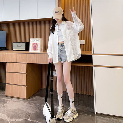 売り切れ必至 シンプル 超人気 透け感 日焼け対策 シャツ ＜F-11453＞