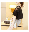 大人可愛い 切り替え レース 透かし彫り プリント全2色 半袖Tシャツ カットソー ＜F-8560＞