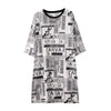 オシャレ度満点 プリント 一目惚れ 切り替え ワンピース Tシャツ カットソー＜F-3122＞