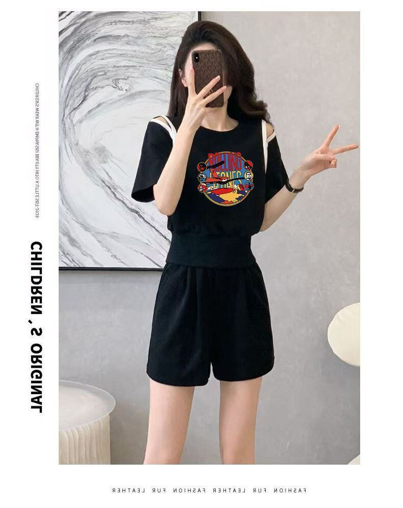 大人可愛い カジュアル 夏に嬉しい機能付き 半袖Ｔシャツⅹパンツセット全4色<F-11194>