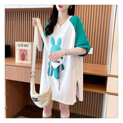 コットンパーソナライズジッパー大ポケットスリット半袖Tシャツ<F-2884>