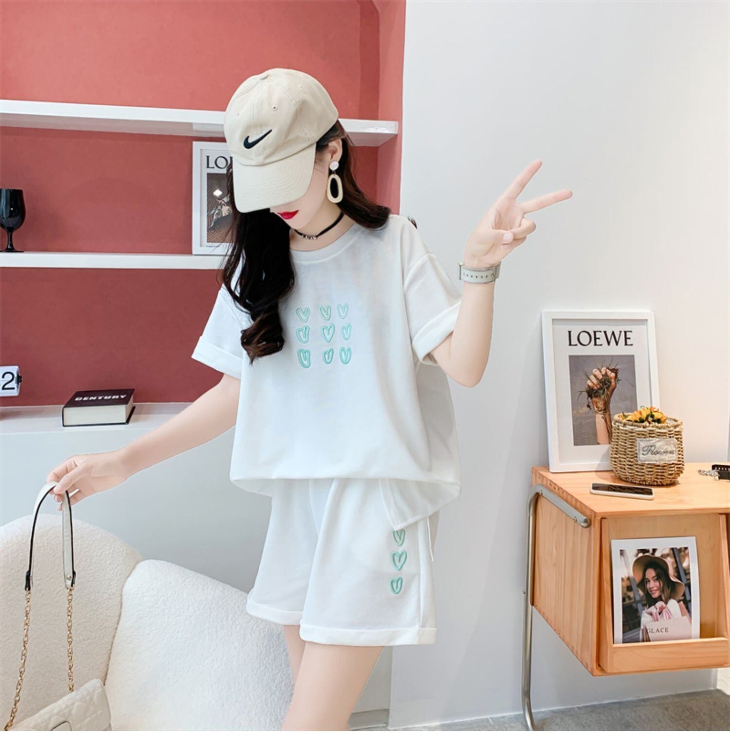 売り切れ必至 カジュアル 上質 ルーズ 半袖Ｔシャツⅹパンツセット全3色 <F-8234>