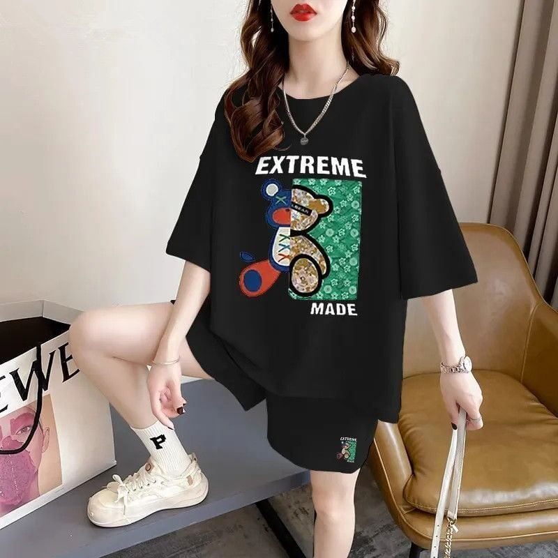 真夏も快適 全4色 軽くて涼しくて可愛い！カジュアル 半袖 Tシャツ ショートパンツ セットアップ ＜F-9204＞
