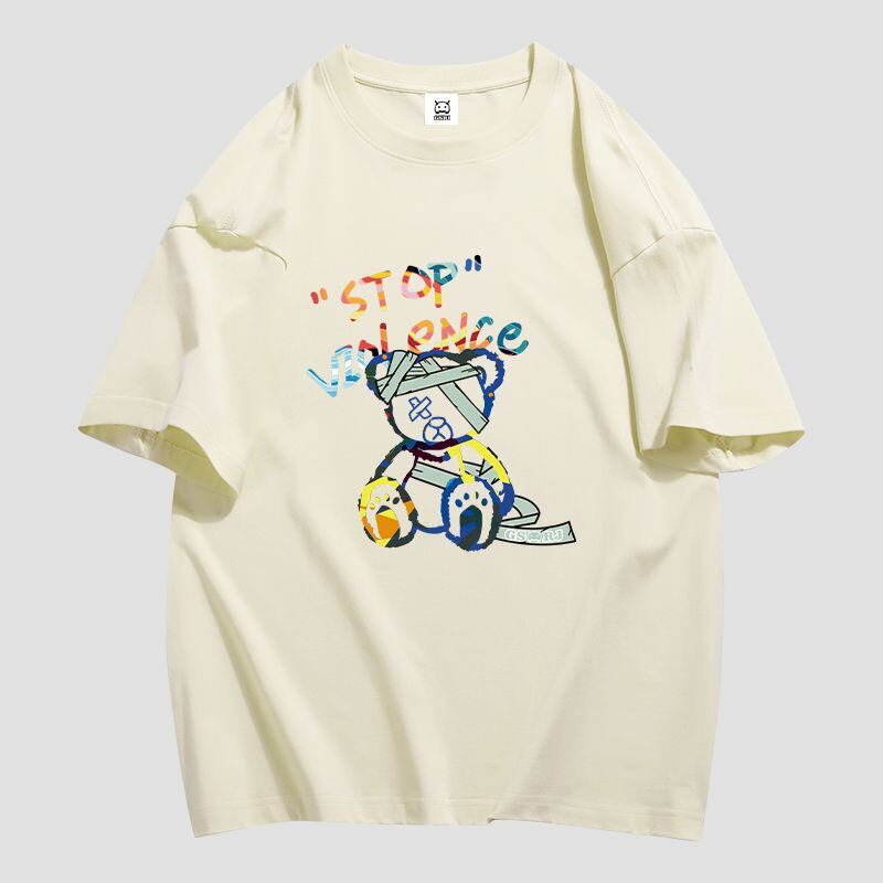 スタイルアップ カジュアル おしゃれ度高め プリント全5色 半袖Tシャツ<F-9437>