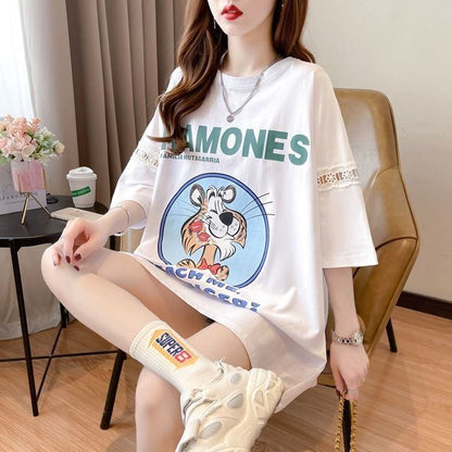 新商品 プリント ファッション ゆったり 全4色 半袖 Tシャツ＜F-11493＞