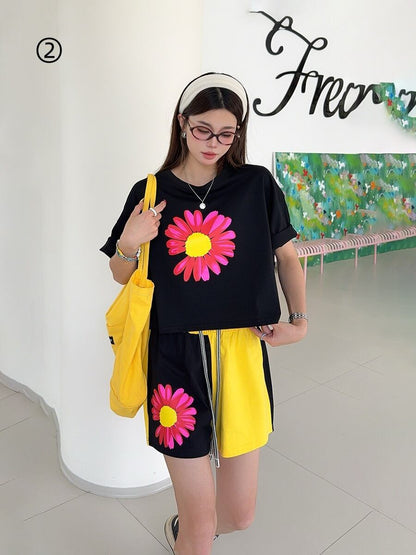 好感度UP カジュアル 真夏も快適 半袖 Tシャツ ショートパンツ セットアップ ＜F-11374＞