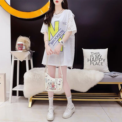 デザイン感   合わせやすい Tシャツ カットソー＜F-3095＞