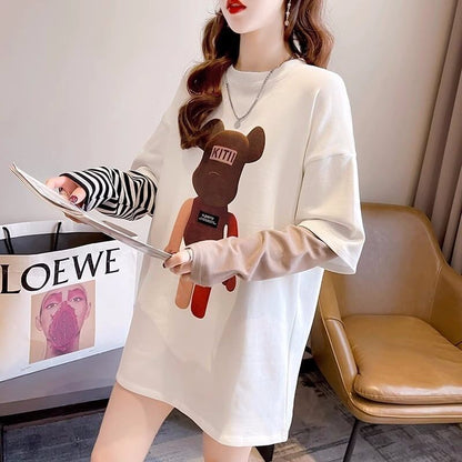 可愛いクマちゃんプリント   ストライプ柄