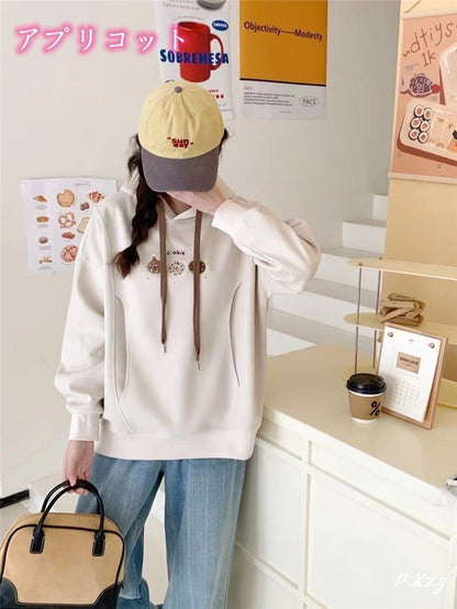 定番シンプルゆったりフード付きパーカ全3色トップス<F-4742>