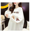 【半額！期間限定！！】韓国風ルーズラウンドネックミドル丈ファッション怠惰なトップス<F-5067>