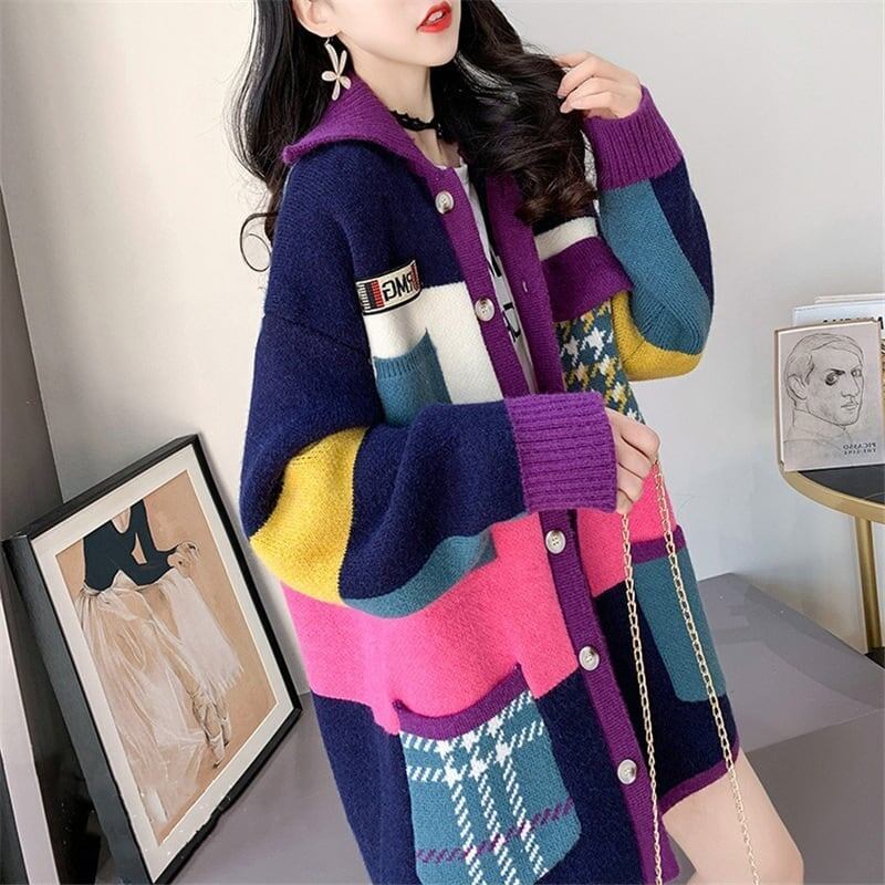 【人気商品再入荷】着心地良い 折り襟 大好評 長袖 切り替えカーディガン＜F-2193＞