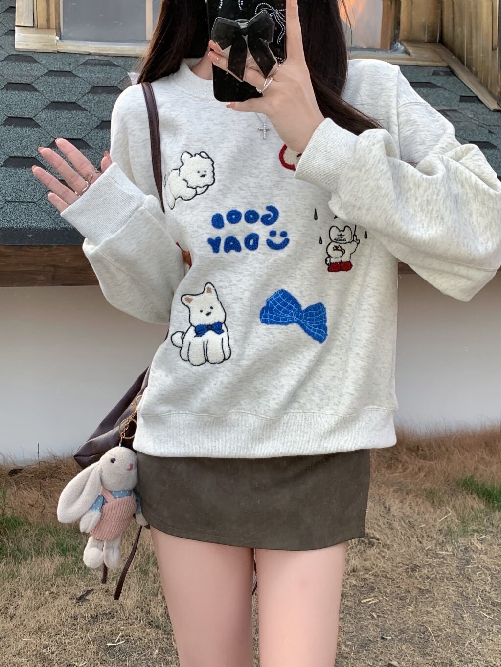 存在感抜群 sweet系可愛い トレンドアイテム 刺繍 2色選択 パーカーF-9892