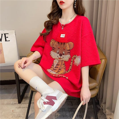 デザイン感   チャーミング Tシャツ カットソー＜F-3401＞