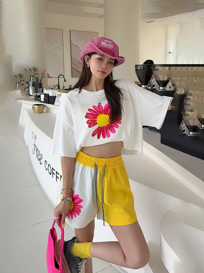好感度UP カジュアル 真夏も快適 半袖 Tシャツ ショートパンツ セットアップ ＜F-11374＞